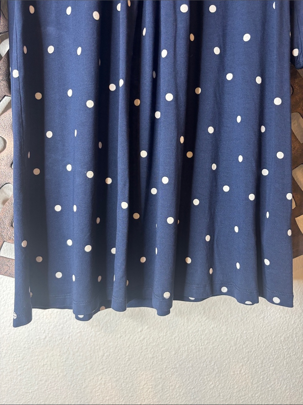 💙Boden Navy Blue Polka Dot V-Neck Dress Petite 4P Stretch Long Sleeve Flowy💙 - Picture 4 of 11